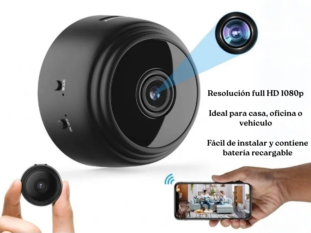 Mini Cámara Hogar – Visión nocturna IR – Vigila entradas y pasillos con claridad cada noche, sin complicaciones desde tu teléfono