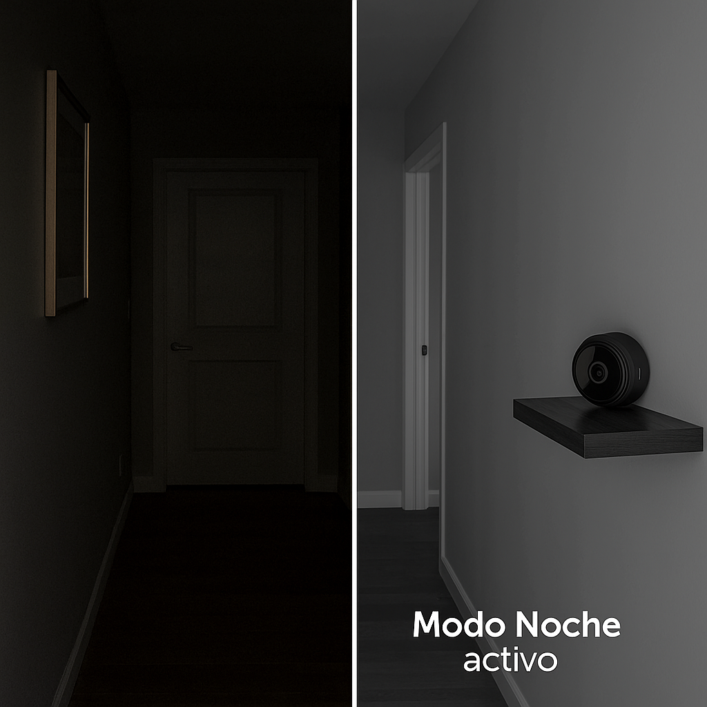 Mini Cámara Hogar – Visión nocturna IR – Vigila entradas y pasillos con claridad cada noche, sin complicaciones desde tu teléfono